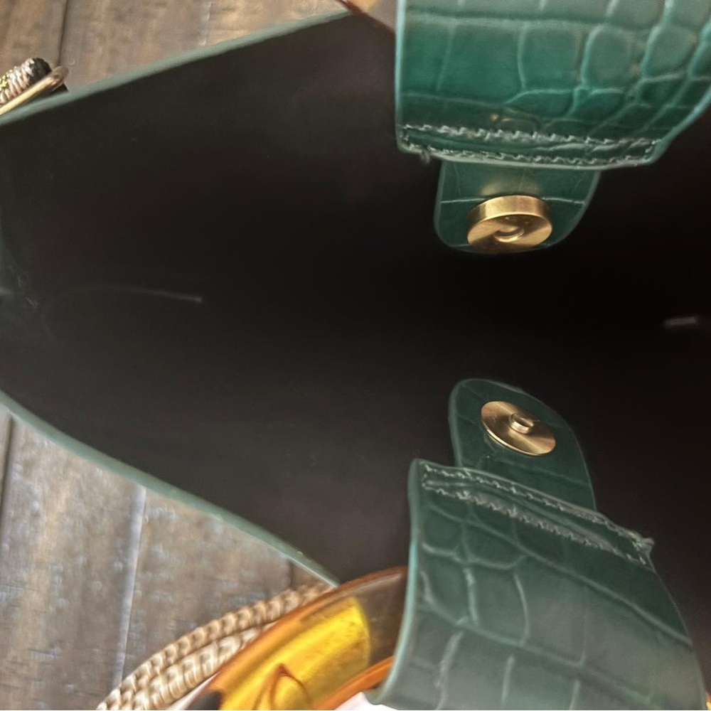 Anthropologie Croc Embossed Green Bag - Picture 5 of 6